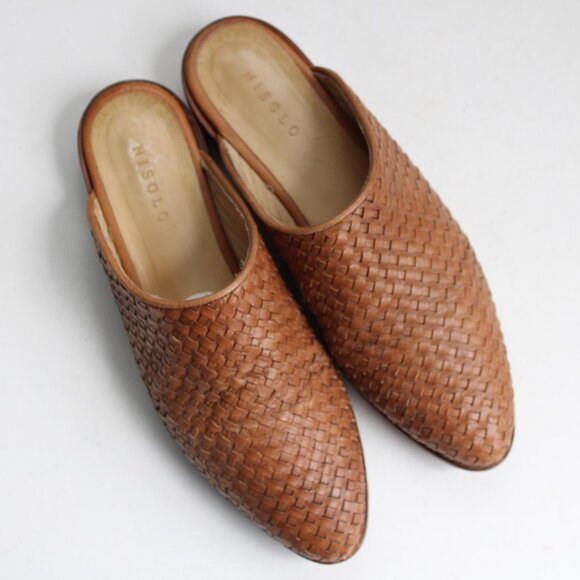 Nisolo Ama Women's Tan Leather Woven Mules Flats Size 7 - Picture 3 of 7